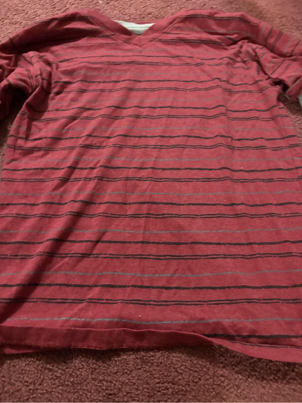Carter's Red Striped Short Sleeve Tee with Gray Layered Sleeves